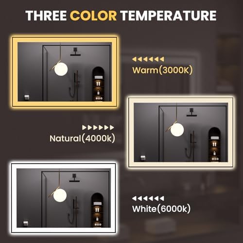 LOAAO 48"X32" LED Bathroom Mirror Black Framed - Image 6