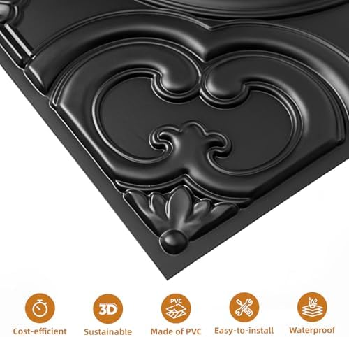 WOWSTAR 12-Pack 24"x24" Drop Ceiling Tiles, Waterproof Glue up Ceiling Panels - Image 7