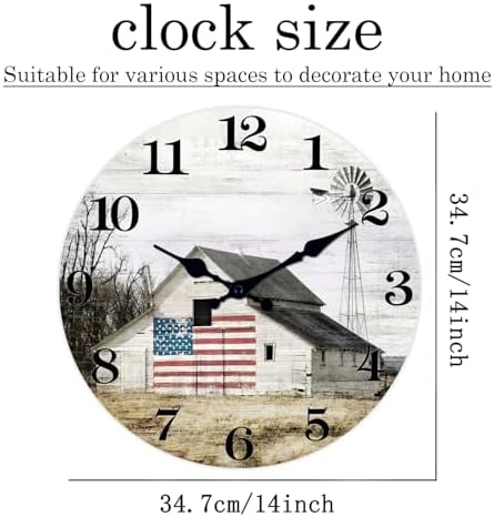 XFM Farmhouse Wall Clock 14 Inch Rustic Barn Wooden - Image 6