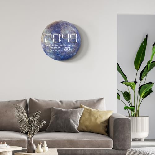 Digital Wall Clock, LED Mercury Design, Temperature Display - Image 7
