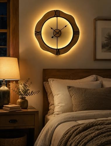 MASHI 24“ Wall Clock with Night Light, Non-Ticking Silent Battery Operated - Image 7