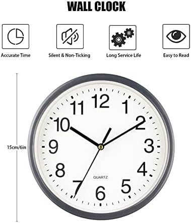6 Inch Silent Wall Clocks Battery Operated, Non-Ticking Modern Round Clock - Image 7