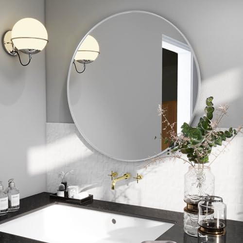 BEAUTYPEAK 20 Inch Round Mirror, Metal Frame Circle Mirror - Image 7