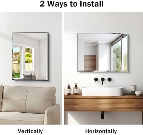 CILIBER Beveled Mirror, 18x24 Frameless Beveled Bathroom Mirrors - Image 7