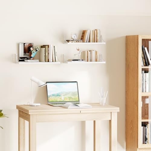 SRIWATANA White Bridge-Design Wood Floating Wall Shelves - Image 7