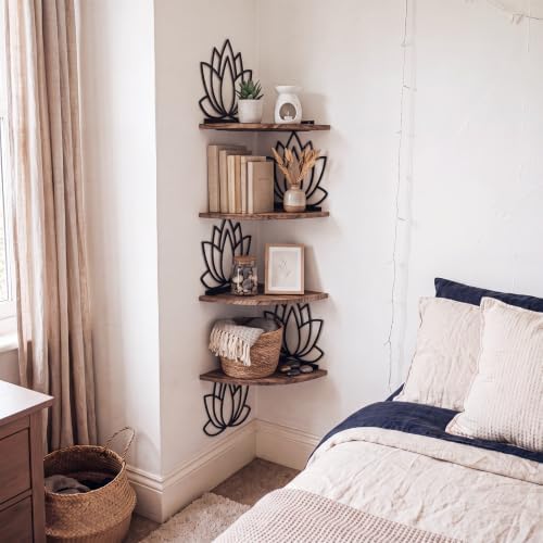 4 Tier Black Lotus Wall Mount Corner Shelves Floating Corner - Image 6
