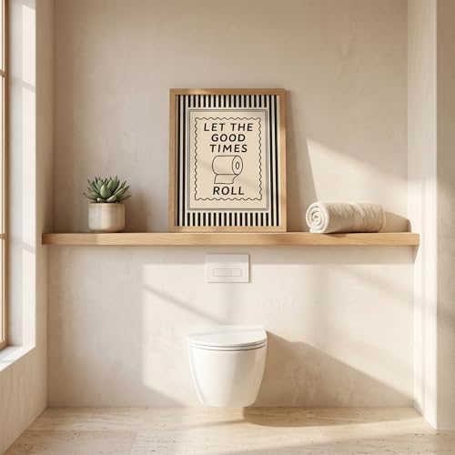 Funny Bathroom Decor Framed Canvas Wall Art, Let The Good Times Roll Toilet - Image 7