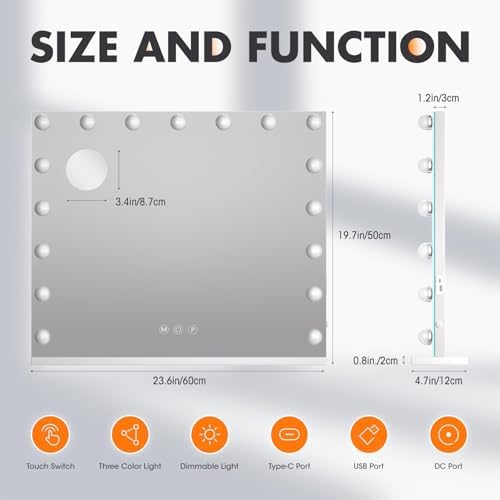 Hasipu Vanity Mirror with Lights, Makeup Mirror with 17 Dimmable Bulbs and 10X - Image 6