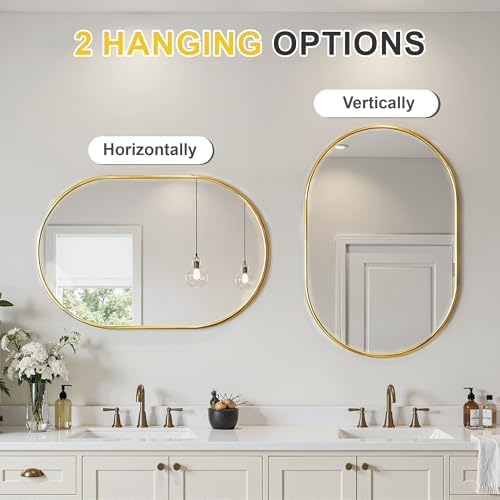 Oval Bathroom Mirror for Over Sink, 2 Pack 24"x36" Gold Wall Mirror - Image 6