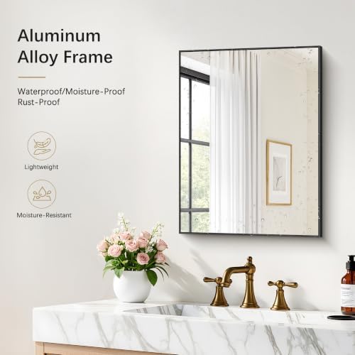 DESBING Black Bathroom Mirror for Wall, 2 Pack 18x24 Inch Rectangle Mirrors - Image 6