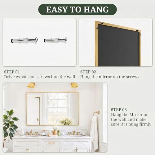 Bathroom Mirror for Wall, 48x30 Inch HD Tempered Glass Vanity Mirror - Image 7