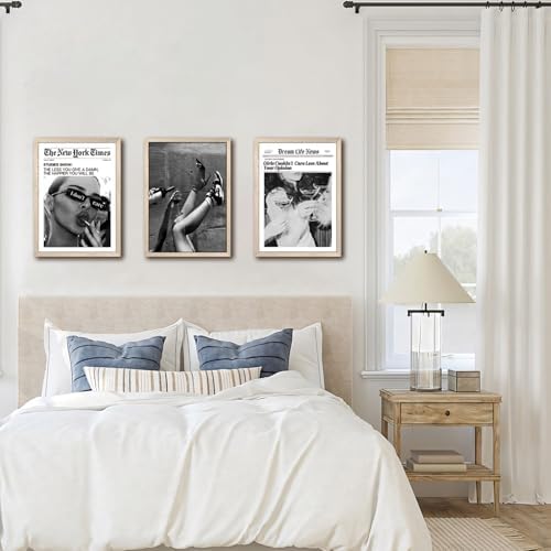 Trendy The New York Times Wall Art 16x24 in Wood Framed Black and White Elegant - Image 7