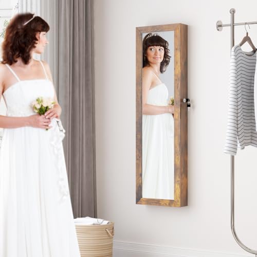 Full Length Mirror Jewelry Cabinet Organizer Lockable Door Wall-Mounted Jewelry - Image 6