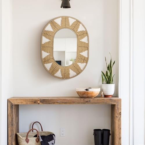 Briful Bohomain Wall Mirror Oval Decorative Mirror Seagrass Wall-Mounted Mirror - Image 6