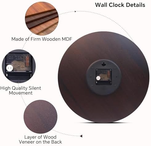 8in French Country Wooden Wall Clock Silent Large Farmhouse Home Decor - Image 6