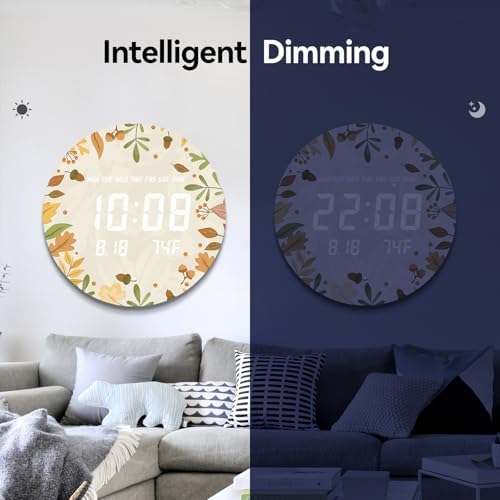 Digital LED Wall Clock for Home & Office, Autumn Leaf - Image 6