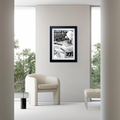 Framed Black and White Canvas Wall Art Woman Reading Newspaper Print Painting - Image 7