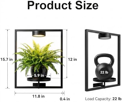 2 Pcs Wall Plant Holder with Grow Light, Plant Picture Frame Holder Indoor - Image 6
