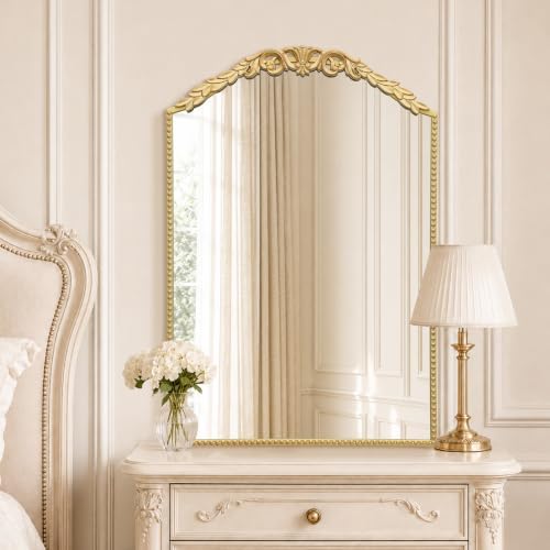 Besdomus Arched Bathroom Mirror: 24"x36" Vintage Rose Gold Wall Mirror - Image 7