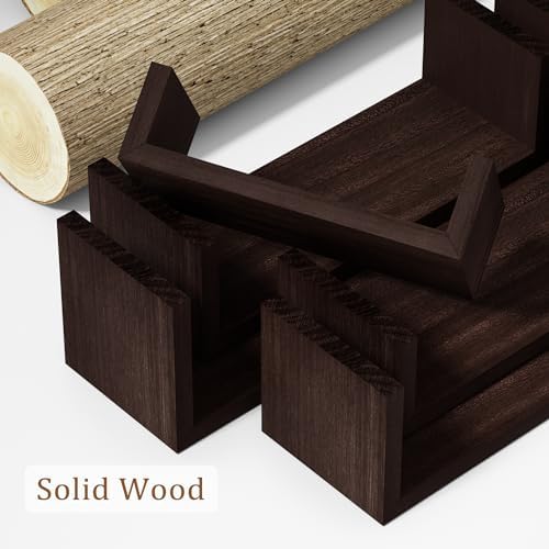SRIWATANA Dark Walnut Floating Shelves, 5-Piece Set Wood Wall Storage Unit - Image 6