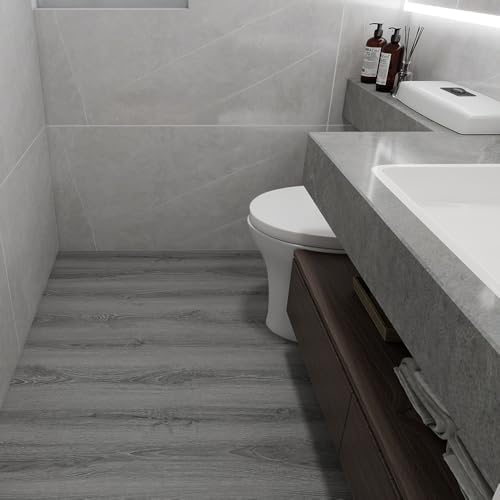Wood Grain Peel and Stick Floor Tiles, 11.8" x 118", Soft Gray Oak - Image 7