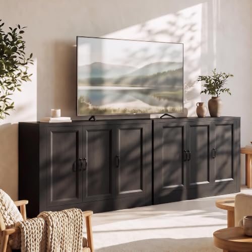 78" Modular Buffet Sideboard Cabinet Set of 2, Large Coffee Bar Station - Image 7