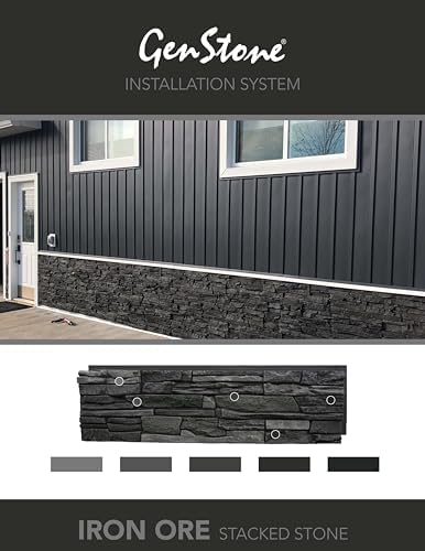 GenStone Faux Stacked Stone Panel 41" x 11.25" in Iron Ore Color - Image 4