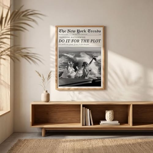 Trendy Newspaper Canvas Wall Art 20x30in Wood Grain Frame Black And White - Image 6