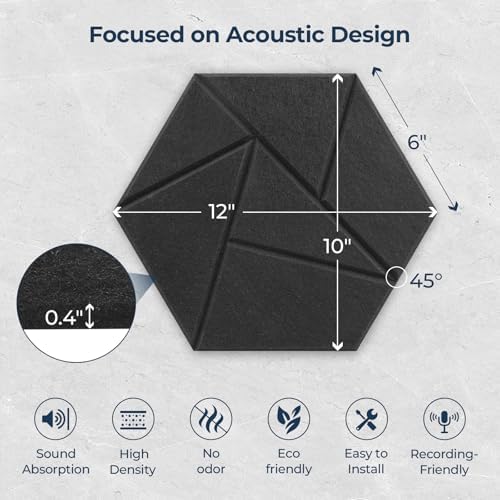 12 Pack Hexagon Acoustic Panels Self Adhesive, Sound Proof Panels - Image 6