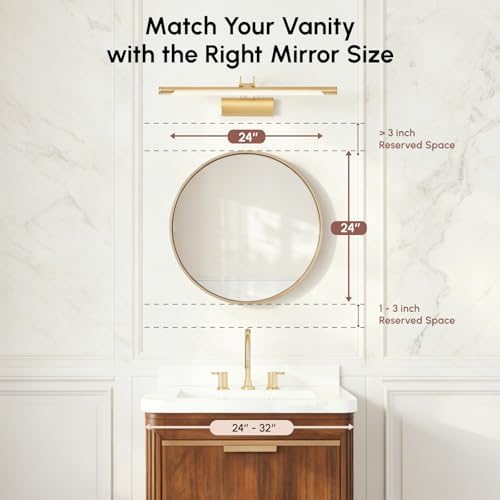 USHOWER 24 Inch Gold Round Bathroom Mirrors - Image 6