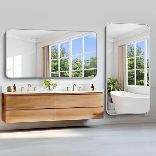 Silver Bathroom Mirror, 72 x 36 Inch Large Rectangle Mirror, Rectangular Vanity - Image 7