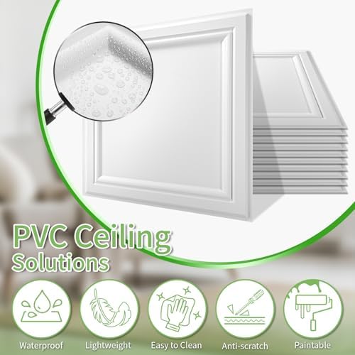 Art3d 3D PVC Ceiling Tiles 24x24 in, 96 Sq.Ft, Square White - Image 7