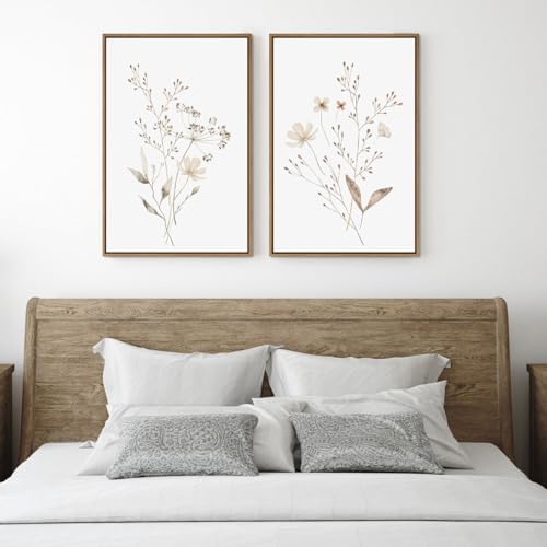 Boho Wall Art Set of 2 Watercolor Botanical Floral Canvas Prints 16x24 Inch - Image 7