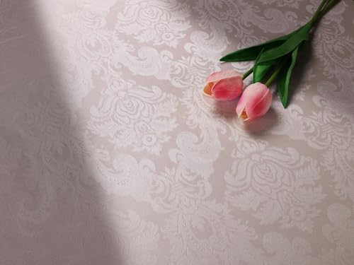 FunStick Vintage Light Pink Wallpaper Peel and Stick Textured Victorian Damask - Image 6