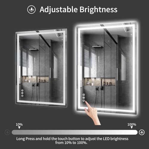 Koonmi 36x30 LED Bathroom Mirror, Shatterproof Mirror - Image 6