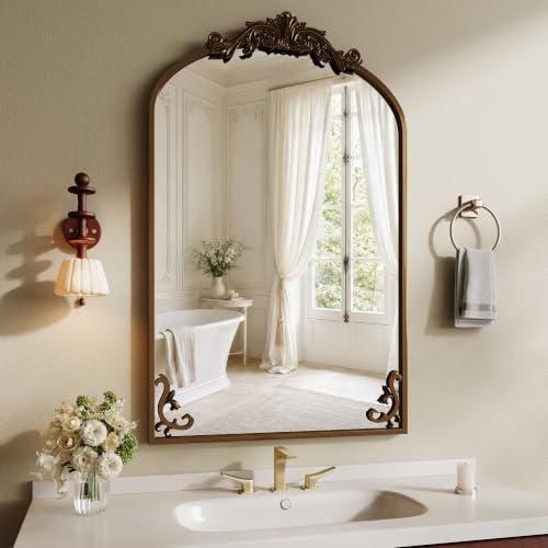 Koonmi Vintage Wall Mirror, 38“x26” Arched Antique Mirror - Image 7