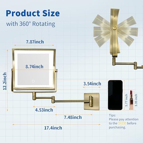 Ruacq Wall Mounted Makeup Mirror - Image 7