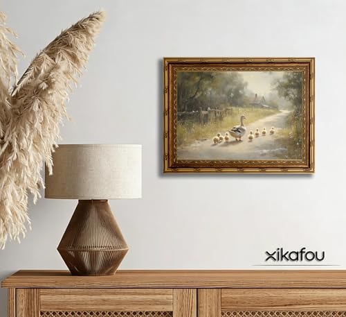 3D Textured Canvas Wall Art Vintage Carved Gold Frame Duck - Image 7