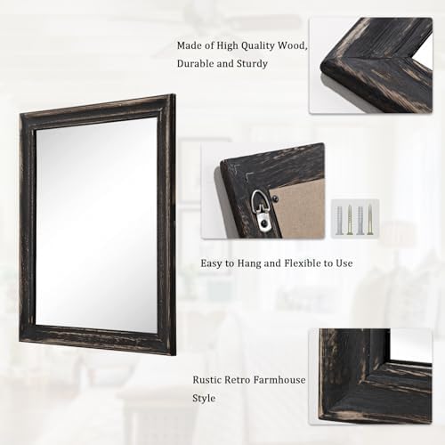Large Mirrors for Wall with Wood Frame Rectanglular Wall Hanging Mirror 20"x16" - Image 7