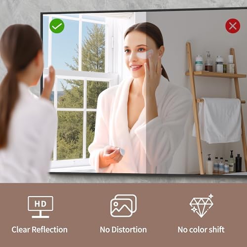 YIROMAN Bathroom Mirror 48"x24", Large Matte Black Bathroom Mirror - Image 6