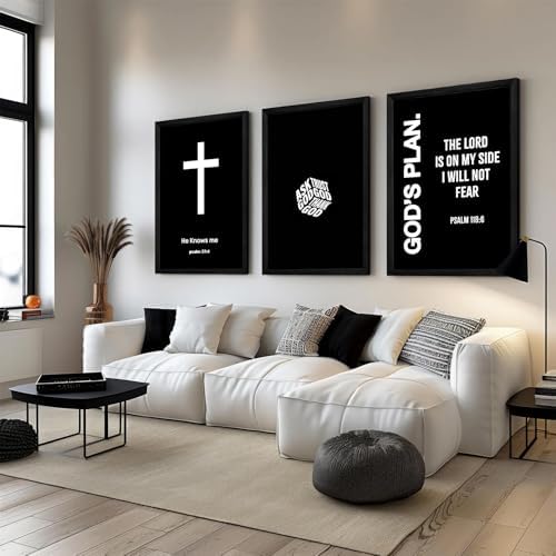 Christian Jesus Wall Art Black White God Canvas Wall Decor Religious Bible - Image 7