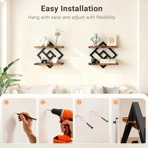 ELYKEN Floating Shelves for Wall, Rustic Brown - Image 6