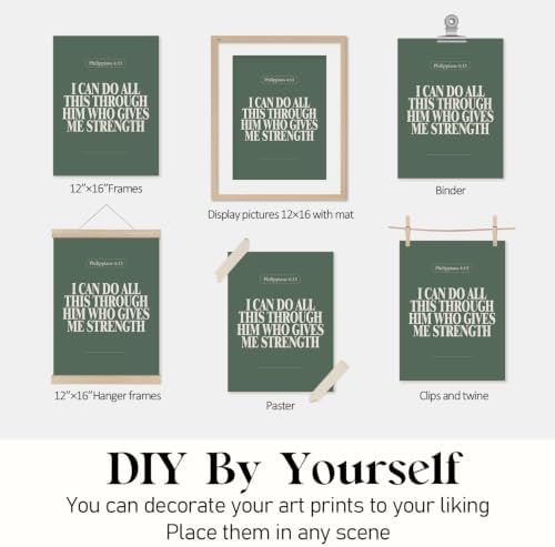Locomiss Green Christian Modern Sage Green Bible Verse Wall Art Decor - Image 7