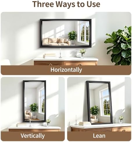Bathroom Mirror, 20 x 36 inch Brushed Black Rectangle Mirror, 0.6" Thickened - Image 6