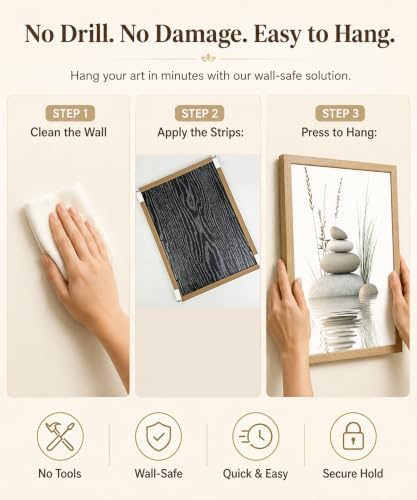 Framed Zen Stone Canvas Wall Art, Bathroom Picture Decor 24x36in - Image 7