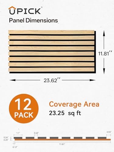 UPICK Wood Slat Acoustic Wall Panels 24" x 12", 12 Pack, 23.25 sq ft - Image 6