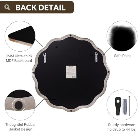 ANDY STAR Chrome Round Wall Mirror 24 inch, Polished Metal Frame Circle - Image 6
