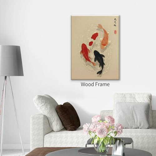 Japanese Koi Fish Framed Poster Minimalist Asian Wall Art 12x18 inch Vintage - Image 7
