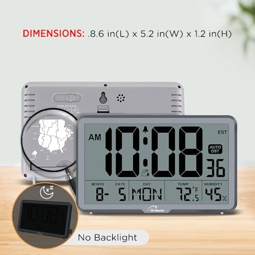 WallarGe Auto Set Digital Wall Clock Battery Operated, Auto DST - Image 6