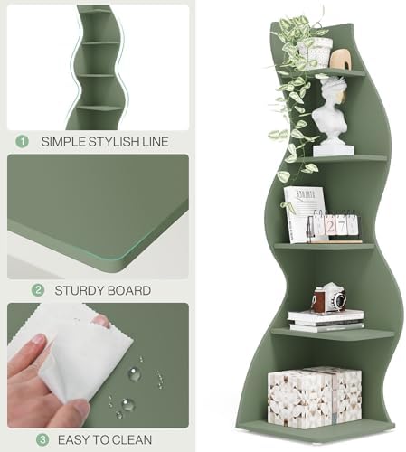 Tribesigns Corner Shelf, Modern 5-Tier Wall Corner Bookshelf, Stylish Corner - Image 6